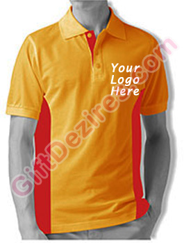 Designer Tangerine and Red Color Logo Printed T Shirts